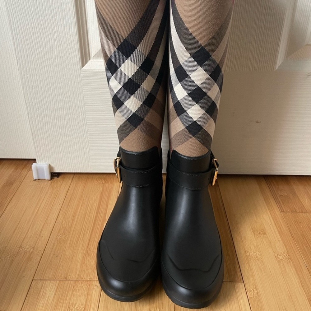 Burberry Check Rainboot in Black and Plaid